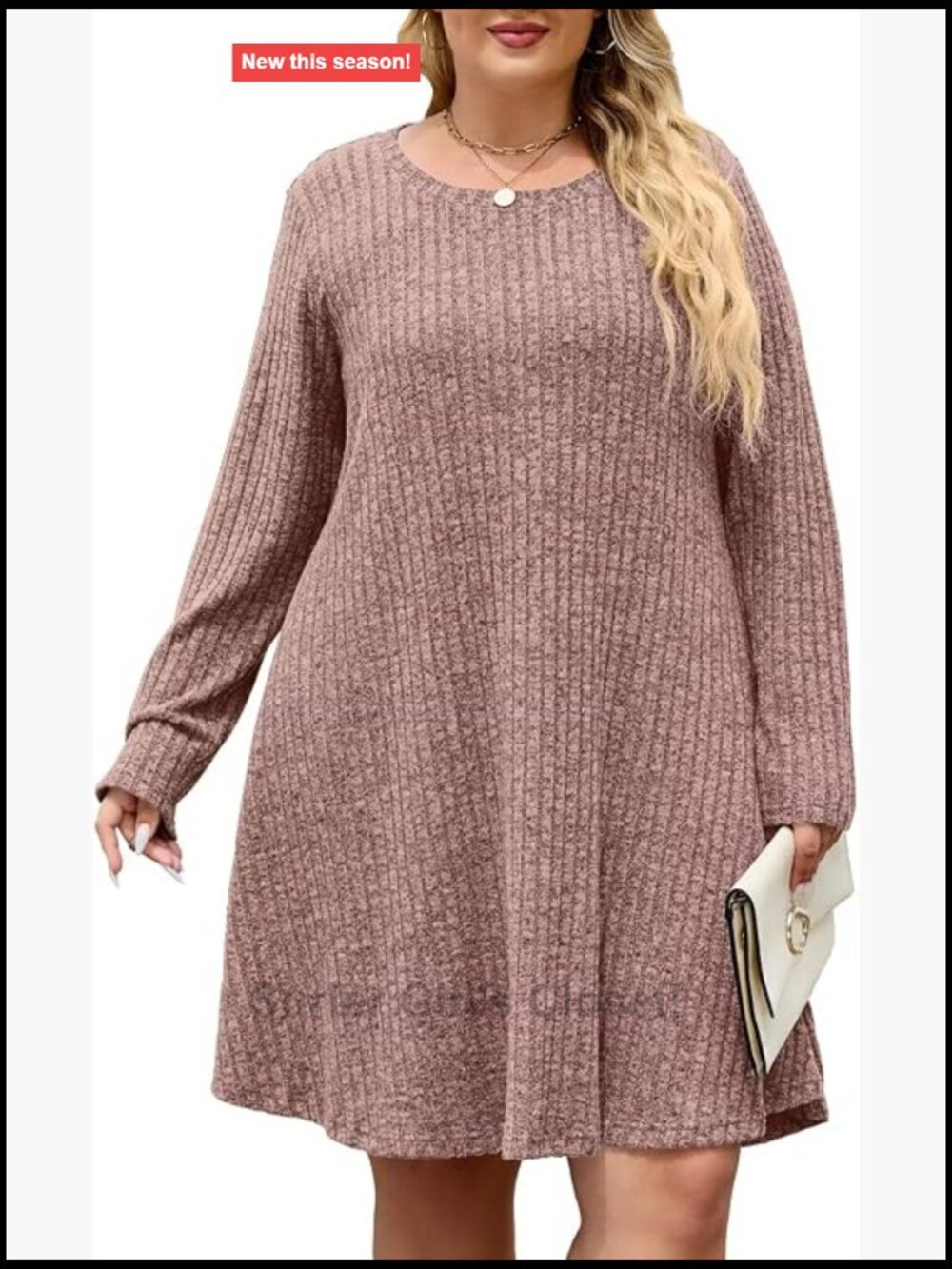 Plus Size Sweater Dress Long Sleeve Casual Fall Winter with Pockets